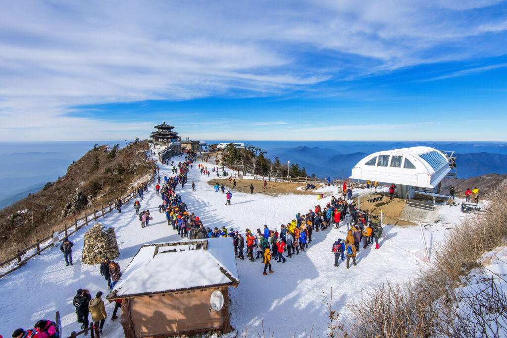 deogyusan,korea january 1: tourists taking photos of the beaut